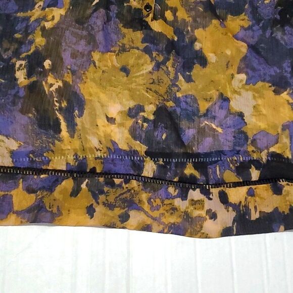 UO Staring at the Stars Boho Brown Smokey Abstrsct Pleated Cuffed Sleeves Top - Picture 8 of 13